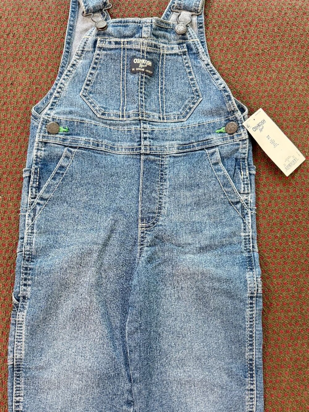 NWT OshKosh B'gosh 2T Denim Bib Overalls Medium Wash Adjustable Straps Unisex